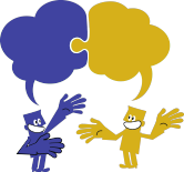 Personnages échangeant des idées